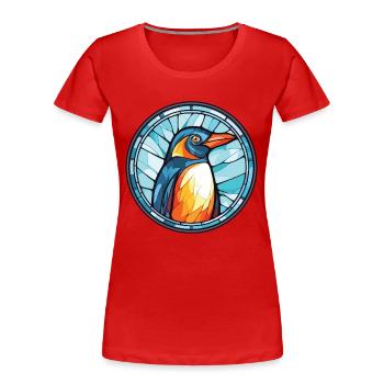 Penguin Colorful Watercolor Animal Illustration - Women's Premium Organic T-Shirt - red - Front - Mia (176cm)