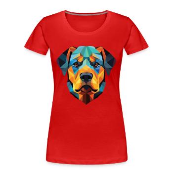 Rottweiler Hund Buntes Aquarell Tier Karikatur - Frauen Premium Bio T-Shirt - Rot - Vorne - Mia (176cm)