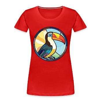 Tukan Buntes Aquarell Tier Haustier Illustration - Frauen Premium Bio T-Shirt - Rot - Vorne - Mia (176cm)