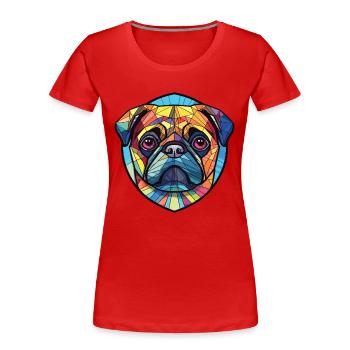 Mops Hund Bunte Aquarell Tier Illustration - Frauen Premium Bio T-Shirt - Rot - Vorne - Mia (176cm)