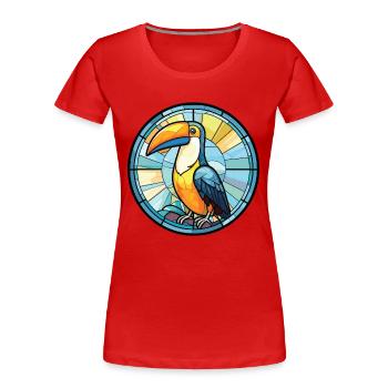 Tukan Buntes Aquarell Tier Haustier Illustration - Frauen Premium Bio T-Shirt - Rot - Vorne - Mia (176cm)