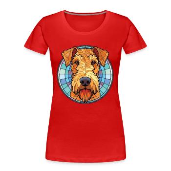 Airedale Terrier Hund Buntes Aquarell Tier - Frauen Premium Bio T-Shirt - Rot - Vorne - Mia (176cm)
