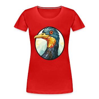 Cormorant Colorful Watercolor Animal Illustration - Women's Premium Organic T-Shirt - red - Front - Mia (176cm)