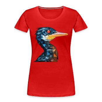 Cormorant Colorful Watercolor Animal Illustration - Women's Premium Organic T-Shirt - red - Front - Mia (176cm)