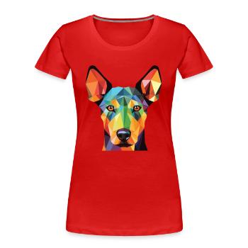 Dobermann Terrier Hund Buntes Aquarell Tier - Frauen Premium Bio T-Shirt - Rot - Vorne - Mia (176cm)