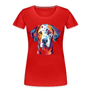 Dalmatiner Hund Buntes Aquarell Tierkarikatur - Frauen Premium Bio T-Shirt - Rot - Vorne - Mia (176cm)