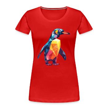 Penguin Colorful Watercolor Animal Illustration - Women's Premium Organic T-Shirt - red - Front - Mia (176cm)