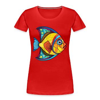 Flounder Fish Colorful Watercolor Animal Cartoon - Women's Premium Organic T-Shirt - red - Front - Mia (176cm)