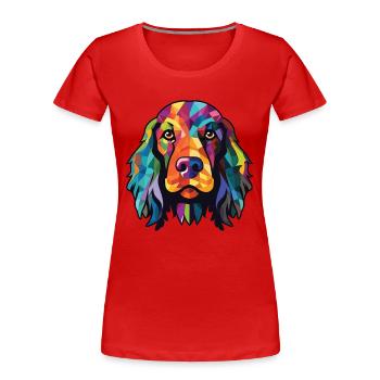 English Cocker Spaniel Dog Colorful Watercolor Pet - T-shirt bio Premium Femme - rouge - Devant - Mia (176cm)