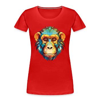 Affe Buntes Aquarell Tier Haustier Illustration - Frauen Premium Bio T-Shirt - Rot - Vorne - Mia (176cm)