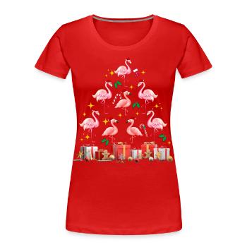 Flamingo Weihnachten. Weihnachtsgeschenk - Frauen Premium Bio T-Shirt - Rot - Vorne - Mia (176cm)