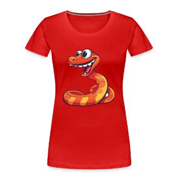 Cobra Cartoon Kawaii Aquarelle Illustration - T-shirt bio Premium Femme - rouge - Devant - Mia (176cm)