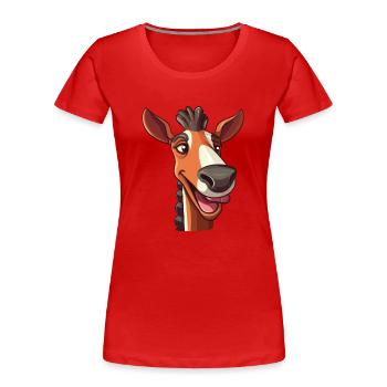 okapi Cartoon Kawaii Aquarelle Illustration - T-shirt bio Premium Femme - rouge - Devant - Mia (176cm)