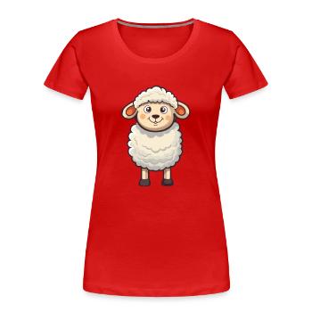 Mouton Cartoon Kawaii Aquarelle Illustration - T-shirt bio Premium Femme - rouge - Devant - Mia (176cm)