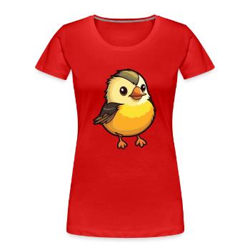 Tit Bird Cartoon Kawaii Aquarelle Illustration - T-shirt bio Premium Femme - rouge - Devant - Mia (176cm)