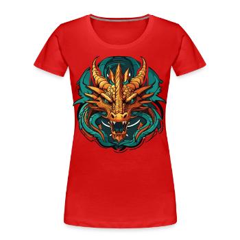 Dragon head sticker design - Women's Premium Organic T-Shirt - red - Front - Mia (176cm)