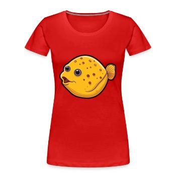 Flounder Cartoon Kawaii Watercolor Illustration - Women's Premium Organic T-Shirt - red - Front - Mia (176cm)