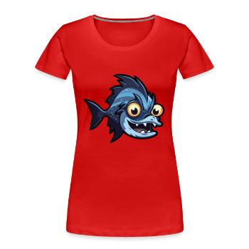Deep Sea Hatchetfish Cartoon Kawaii Illustration - T-shirt bio Premium Femme - rouge - Devant - Mia (176cm)