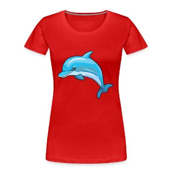Dolphin Cartoon Kawaii Watercolor Illustration - Women's Premium Organic T-Shirt - red - Front - Mia (176cm)