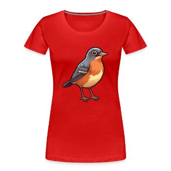 American Robin Cartoon Kawaii Illustration - T-shirt bio Premium Femme - rouge - Devant - Mia (176cm)