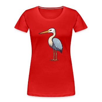 Grand Héron Dessin animé Kawaii Illustration - T-shirt bio Premium Femme - rouge - Devant - Mia (176cm)