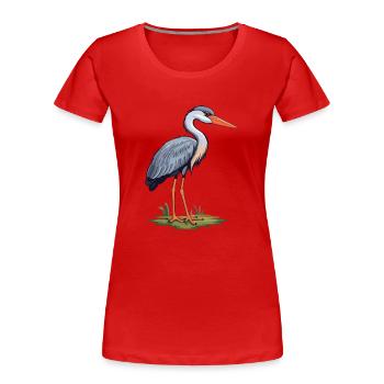 Heron Cartoon Kawaii Aquarelle Illustration - T-shirt bio Premium Femme - rouge - Devant - Mia (176cm)