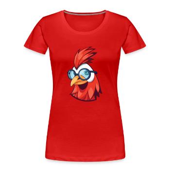 Coq à lunettes Dessin animé Kawaii Illustration - T-shirt bio Premium Femme - rouge - Devant - Mia (176cm)