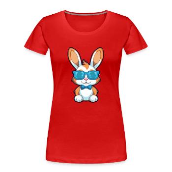 Kaninchen mit Brille Karikatur Kawaii Illustration - Frauen Premium Bio T-Shirt - Rot - Vorne - Mia (176cm)