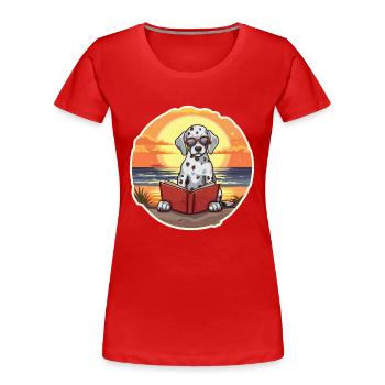 Dalmatiner Niedliche Lustige Karikatur Kawaii Buch Strand - Frauen Premium Bio T-Shirt - Rot - Vorne - Mia (176cm)