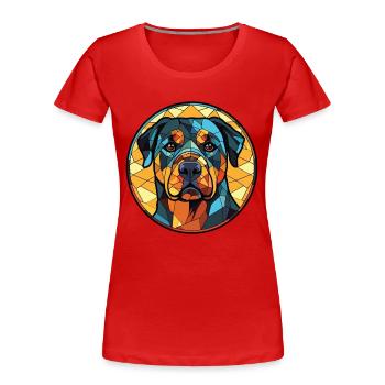 Rottweiler Hund Buntes Aquarell Tier Karikatur - Frauen Premium Bio T-Shirt - Rot - Vorne - Mia (176cm)