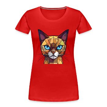 Illustration à l’aquarelle colorée de race de chat birman - T-shirt bio Premium Femme - rouge - Devant - Mia (176cm)