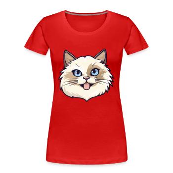 Birma Heilige Katze Karikatur Aquarell Illustration - Frauen Premium Bio T-Shirt - Rot - Vorne - Mia (176cm)
