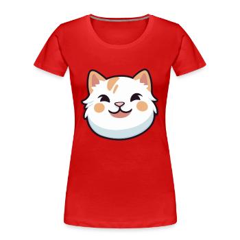 Asian Cat Colorful Cartoon Watercolor Illustration - Women's Premium Organic T-Shirt - red - Front - Mia (176cm)