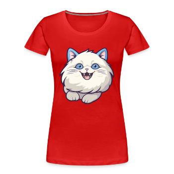 Ragdoll Katze Cartoon Aquarell Illustration - Frauen Premium Bio T-Shirt - Rot - Vorne - Mia (176cm)