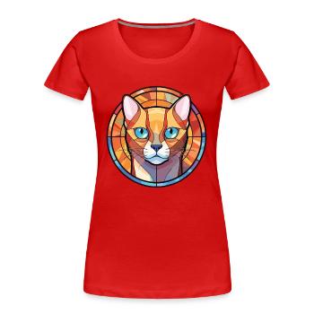 Dessin animé aquarelle coloré de chat birman européen - T-shirt bio Premium Femme - rouge - Devant - Mia (176cm)