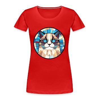 Illustration à l’aquarelle colorée de race de chat de Birmanie - T-shirt bio Premium Femme - rouge - Devant - Mia (176cm)