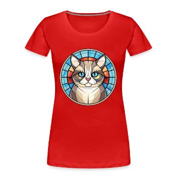 Illustration à l’aquarelle colorée de race de chat de Birmanie - T-shirt bio Premium Femme - rouge - Devant - Mia (176cm)