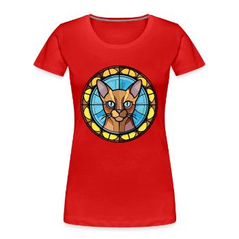 Illustration à l’aquarelle colorée de race de chat birman - T-shirt bio Premium Femme - rouge - Devant - Mia (176cm)