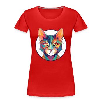 Pixie Bob Katze bunte Aquarell Haustier Illustration - Frauen Premium Bio T-Shirt - Rot - Vorne - Mia (176cm)