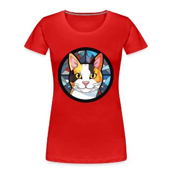 Japanische Bobtail-Katze Bunte Aquarell-Karikatur - Frauen Premium Bio T-Shirt - Rot - Vorne - Mia (176cm)