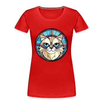 Illustration à l’aquarelle colorée de race de chat de Birmanie - T-shirt bio Premium Femme - rouge - Devant - Mia (176cm)