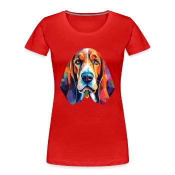 Basset Hund Hunderasse Aquarell Illustration - Frauen Premium Bio T-Shirt - Rot - Vorne - Mia (176cm)