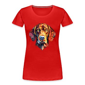 Auvergne Pointing Dog Breed Colorful Watercolor - Women's Premium Organic T-Shirt - red - Front - Mia (176cm)