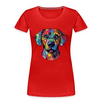 Cao De Castro Laboreiro Dog Breed Watercolor Glass - Women's Premium Organic T-Shirt - red - Front - Mia (176cm)