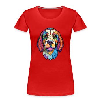 Cao De Castro Laboreiro Dog Breed Watercolor Glass - Women's Premium Organic T-Shirt - red - Front - Mia (176cm)