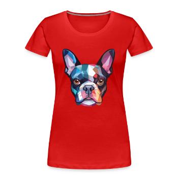 Boston Terrier Hunderasse Aquarell Illustration - Frauen Premium Bio T-Shirt - Rot - Vorne - Mia (176cm)