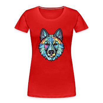 Black Norwegian Elkhound Dog Breed Watercolor - Women's Premium Organic T-Shirt - red - Front - Mia (176cm)
