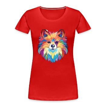 Pommersche Hunderasse Aquarell Glas Illustration - Frauen Premium Bio T-Shirt - Rot - Vorne - Mia (176cm)