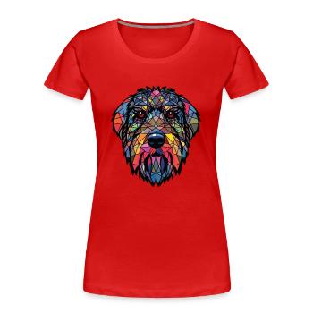 Schwarz Russischer Terrier Hunderasse Aquarellglas - Frauen Premium Bio T-Shirt - Rot - Vorne - Mia (176cm)
