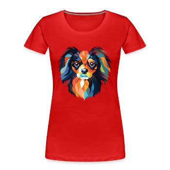 Continental Toy Spaniel chien race verre aquarelle - T-shirt bio Premium Femme - rouge - Devant - Mia (176cm)
